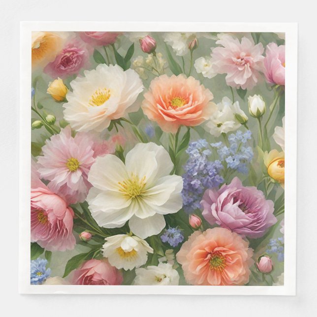 Soft Pastels Floral Print Napkin (Front)