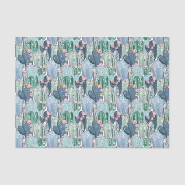 Soft Patel Cactus Pattern Tissue Paper (Front)