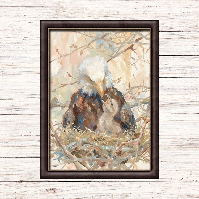 Soft Patriotic Bald Eagle Nest Painted Look Poster (Creator Uploaded)