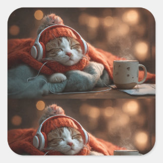 Soft Pause – Cosy Winter Cat Sticker