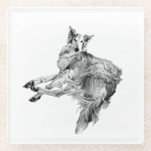 Soft Pause – Silken Windhound Glass Coaster