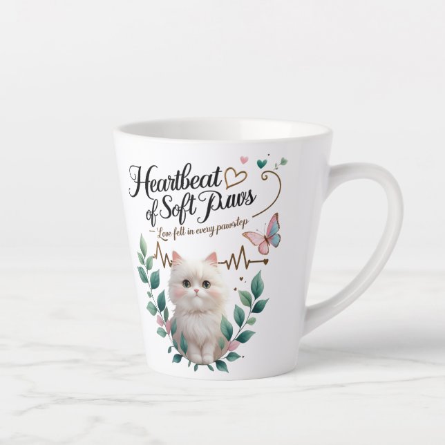Soft Paws Latte – 12 oz Mug with Heartbeat of Love (Right)