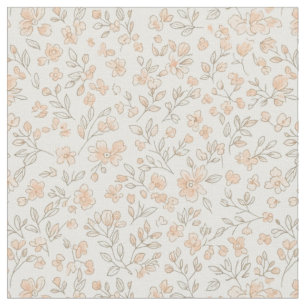 Soft Peach 1940s Vintage Utility Floral Fabric
