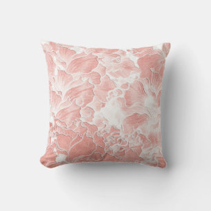 Soft Peach and Pink Floral Pattern Pillow