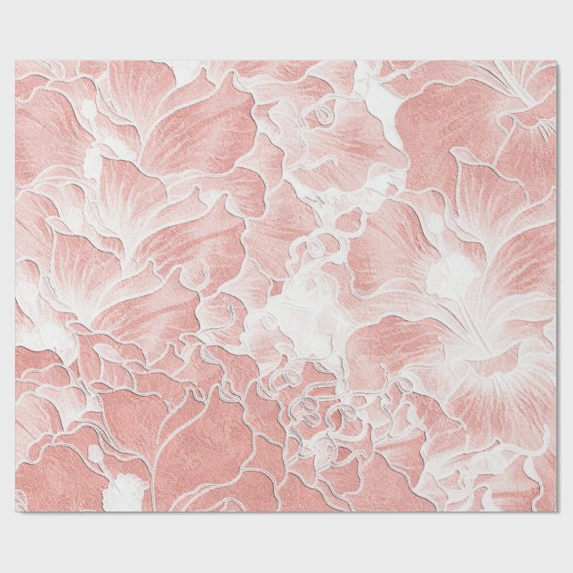 Soft Peach and Pink Floral Wrapping Paper (Flat)