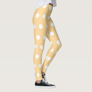 Soft Peach and White Polka Dot Pattern Girly Cute Leggings