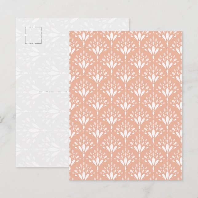 Soft Peach Art Deco Floral Art PostCard (Front/Back)