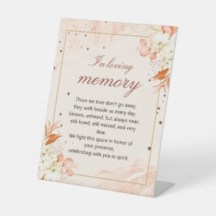 Soft Peach Autumnal Starry Memorial Wedding Pedestal Sign