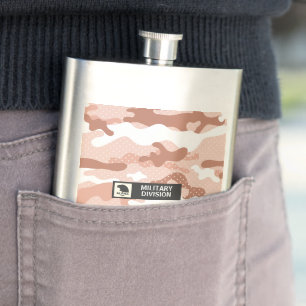 Soft Peach Camouflage Pattern Military Hip Flask