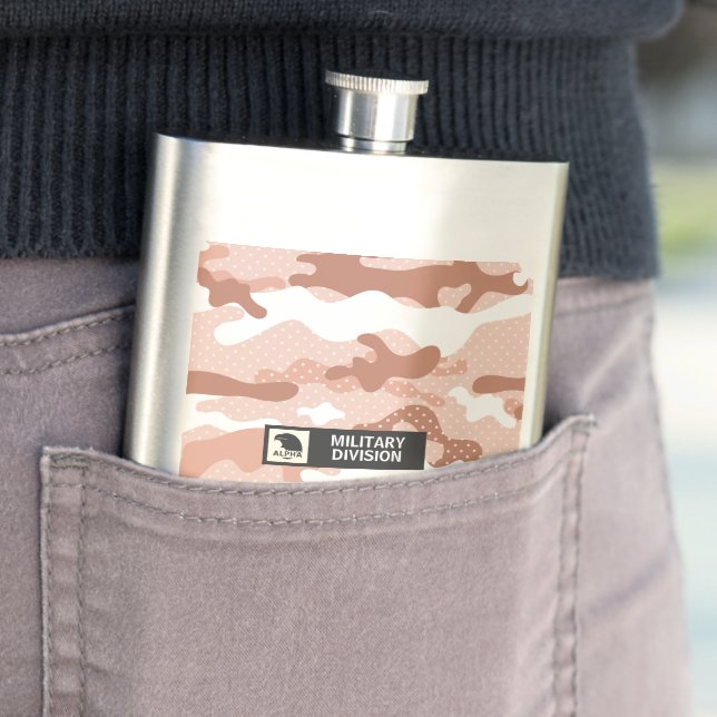 Soft Peach Camouflage Pattern Military  Hip Flask (In Situ)