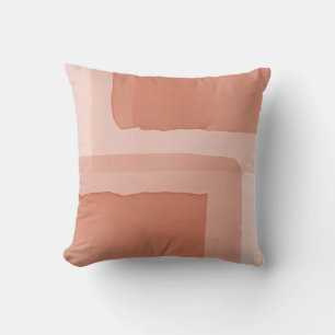 Soft Peach & Clay Watercolor Geometric Decorative Cushion