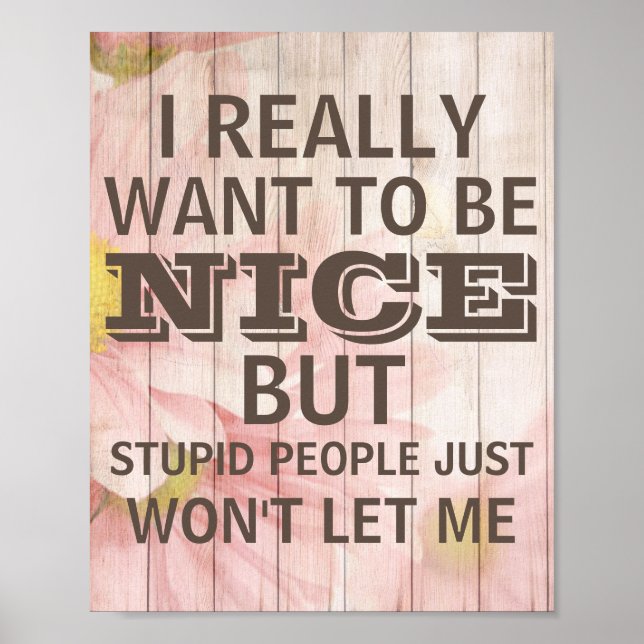 Soft Peach Coloured Wood Flower Words  Poster (Front)
