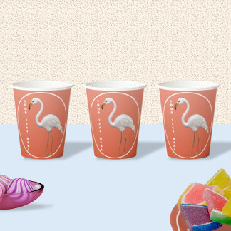 Soft Peach Flamingo Party  Paper Cups