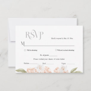  Soft Peach Floral Wedding Response Card