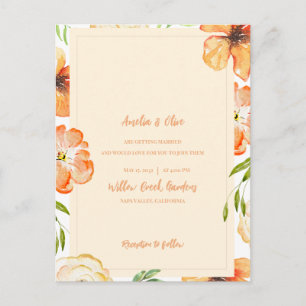 Soft Peach Garden Meadow Florals Save the Date Invitation Postcard