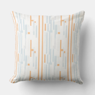 Soft Peach & Light Blue Abstract Block & Stripe Cushion