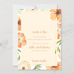 Soft Peach Meadow Floral Wedding Save the Date Magnetic Invitation