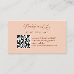 Soft Peach Minimalist QR Code RSVP Scan to Reply Enclosure Card
