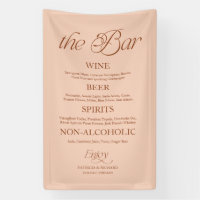 Soft Peach Minimalist "The Bar" Wedding Menu Sign
