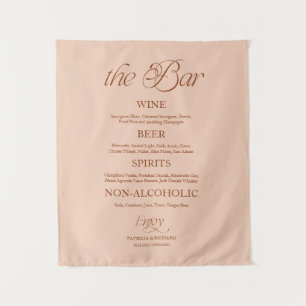 Soft Peach Minimalist "The Bar" Wedding Sign Tapestry