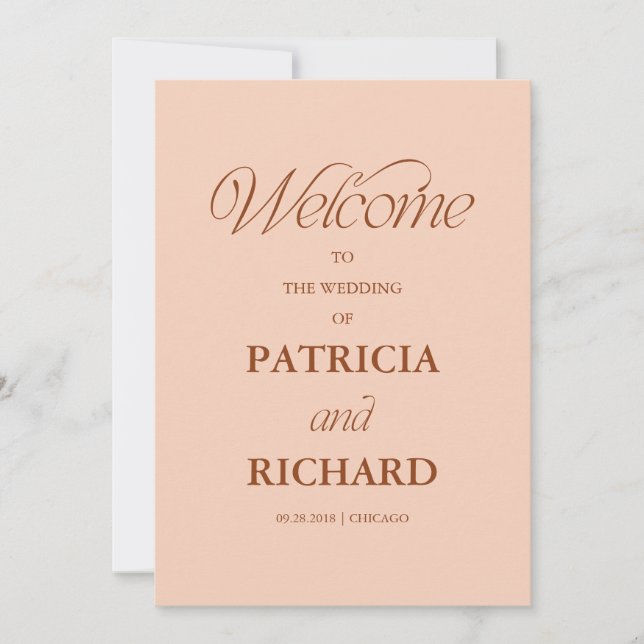 Soft Peach Minimalist Wedding Ceremony Program Invitation (Front)