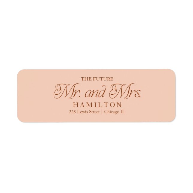 Soft Peach Modern Minimalist Future Mr and Mrs  (Front)