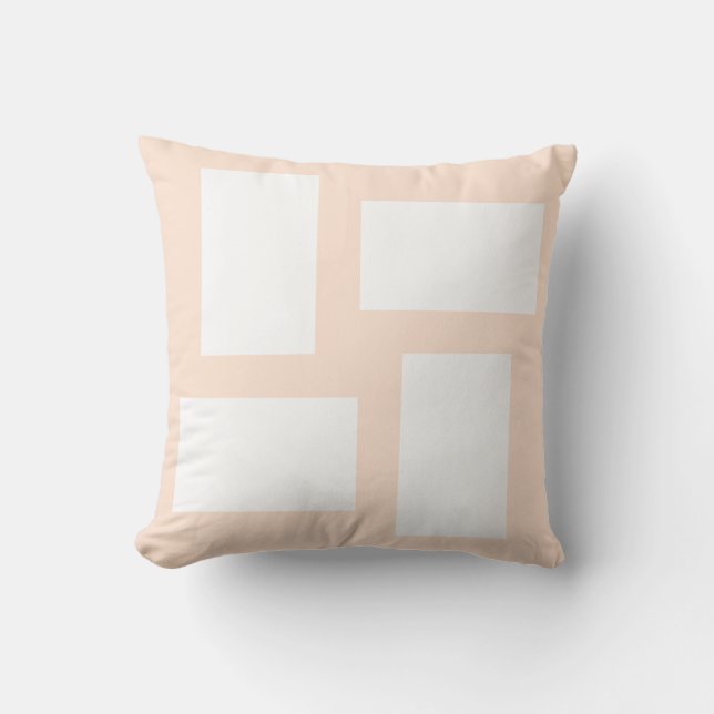 Soft Peach Pastel & White Abstract Design Cushion (Front)