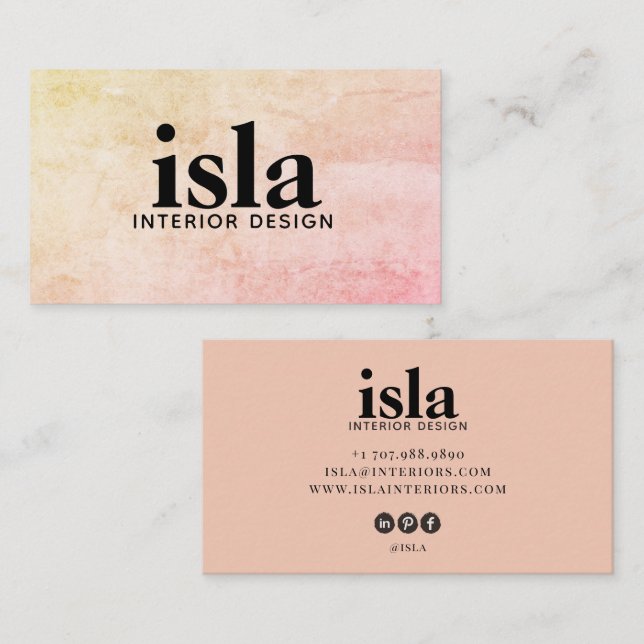 Soft Peach Pink Texture Interior Designer Business Card (Front/Back)
