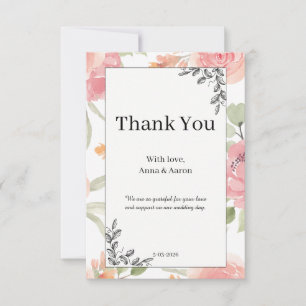 Soft Peach Spring Garden Wedding Thank You Card