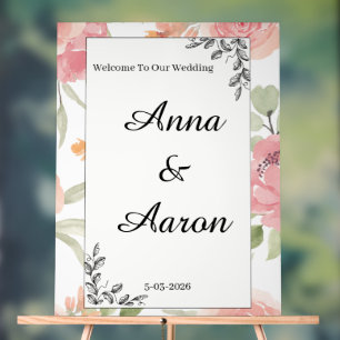 Soft Peach Spring Garden Wedding Welcome Sign