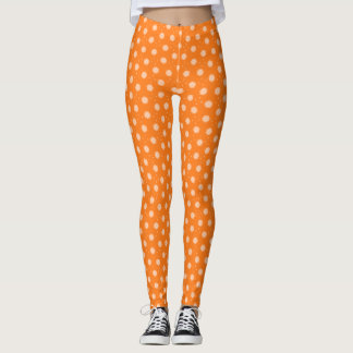 Soft Peachy Beige Flowers on Orange Background Leggings