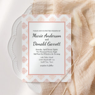 Soft Peachy Blush Damask Invitation