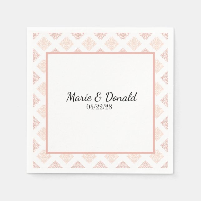 Soft Peachy Blush Damask Napkin (Front)