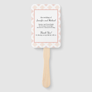 Soft Peachy Blush Damask Wedding Program Hand Fan