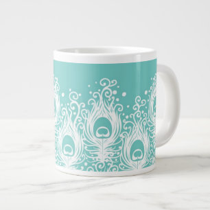 Soft peacock feathers large coffee mug