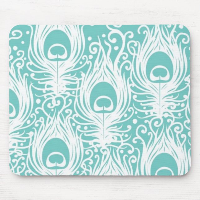 Soft peacock feathers mouse pad (Front)