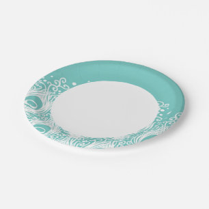 Soft peacock feathers paper plate