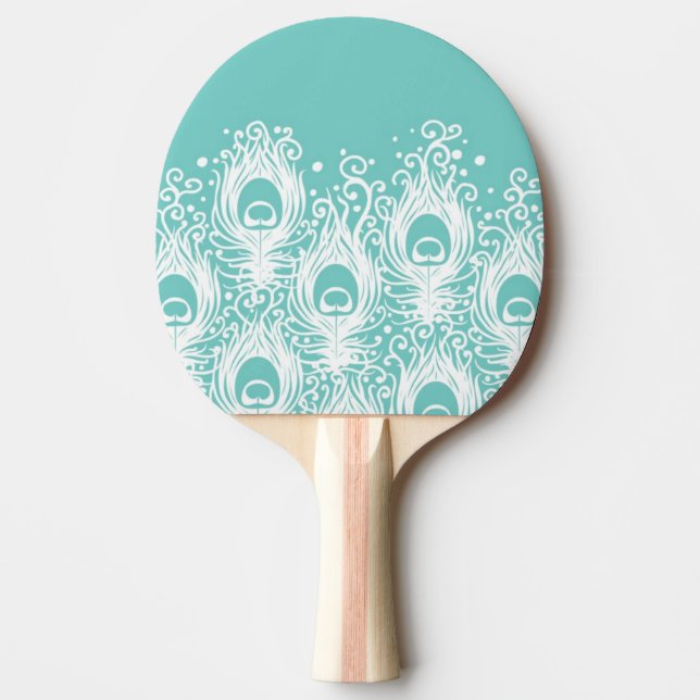Soft peacock feathers ping pong paddle (Front)