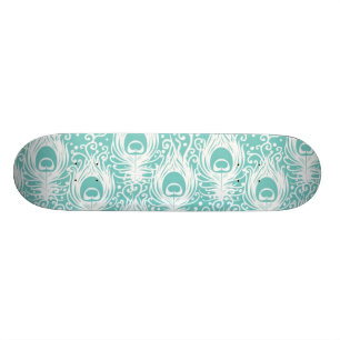 Soft peacock feathers skateboard