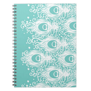 Soft peacock feathers spiral notebook