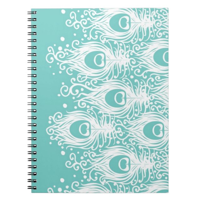 Soft peacock feathers spiral notebook (Front)