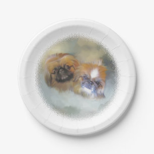 Soft Pekingese Duo Paper Plate