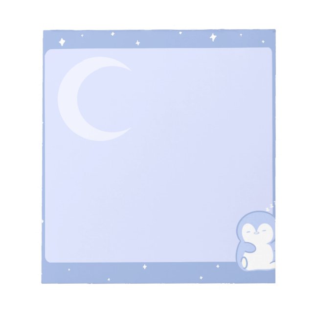 Soft Penguin Night Notepad | Calm Pastel Memo Pad (Front)