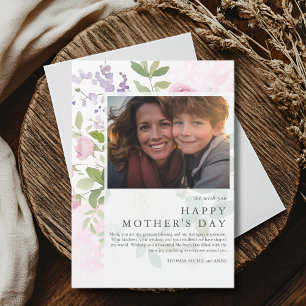 Soft peonies elegant photo mother's day holiday card