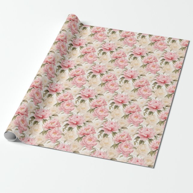 Soft Peony Dreams Wrapping Paper (Unrolled)