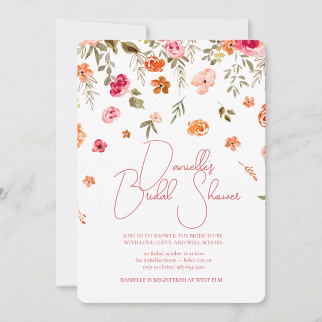 Soft Petal Rain Bridal Shower Invitation (Front)
