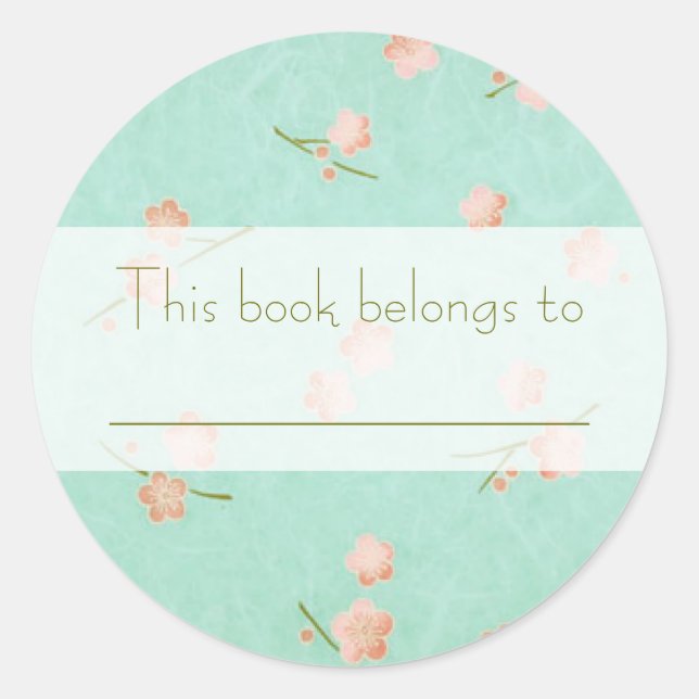 Soft Petals Peach & Aqua Classic Round Sticker (Front)