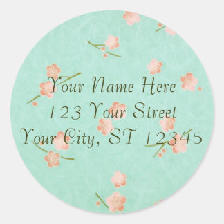 Soft Petals Peach & Aqua Classic Round Sticker