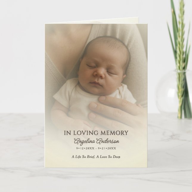 Soft Photo & Angel Baby Funeral/Memorial Folded Programme (Front)