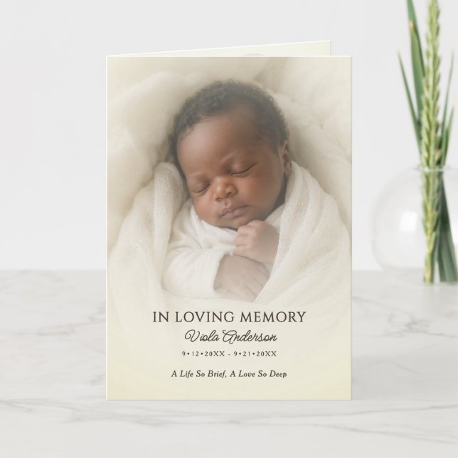 Soft Photo & Angel Baby Funeral/Memorial Folded Programme (Front)